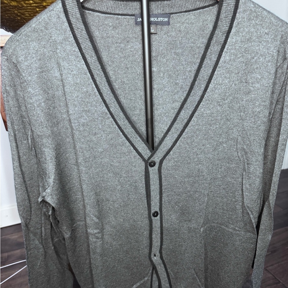 Jacob Holson Gray/Black Silk/Cashmere Sweater